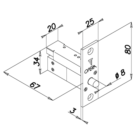 Micro Electroverrou Avec Electronique Integree Fermé en Absence de Courant 20812 Série Omnia Quadra Opera