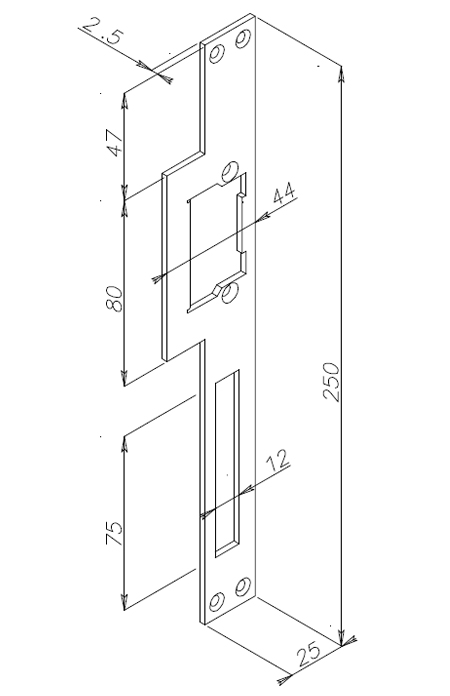 Gold Long Striking Plate for Electric Strikes Omnia Radial Series 03030.1GDR Opera Omnia Series