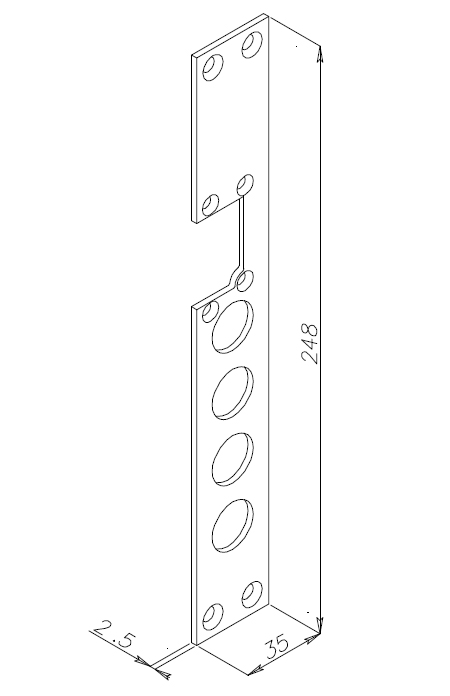 Long Striking Plate for Electric Strikes Omnia Blindo 700 Series Opera 03370.1 Omnia Series