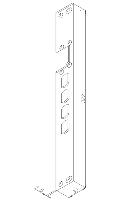 Long Striking Plate for Electric Strikes Omnia Blindo 700 Series Opera 03371.1 Omnia Series