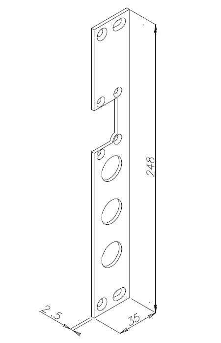 Long Striking Plate for Electric Strikes Omnia Blindo 700 Series Opera 03374.1 Omnia Series