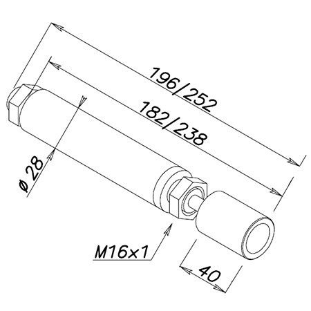 Amortisseur hydraulique impact max 252 mm pour portes coulissantes coupe-feu