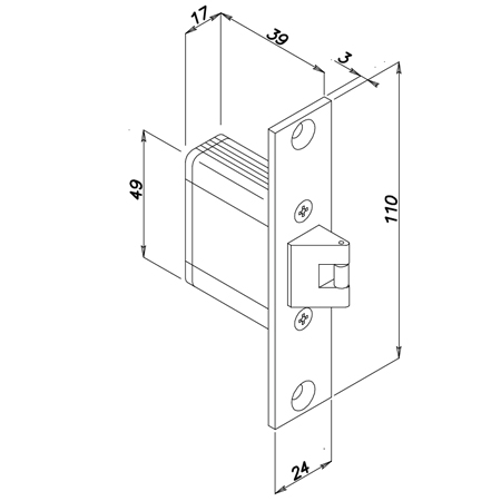 Latch Lock in Aluminium for Electric Strikes Omnia Series Opera 08711A