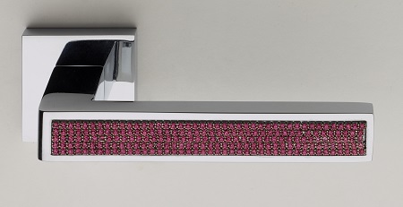 Barletta Crystal Pink Maniglia per Porta su Rosetta Quadra Pasini