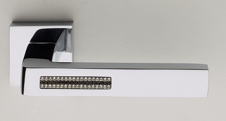 Barletta Crystal 2 Black Maniglia per Porta su Rosetta Quadra Pasini