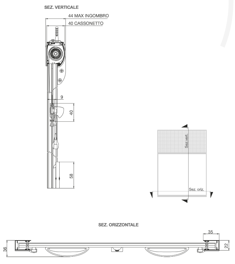 ingombro zanzariera Pasini VESTA V40 S