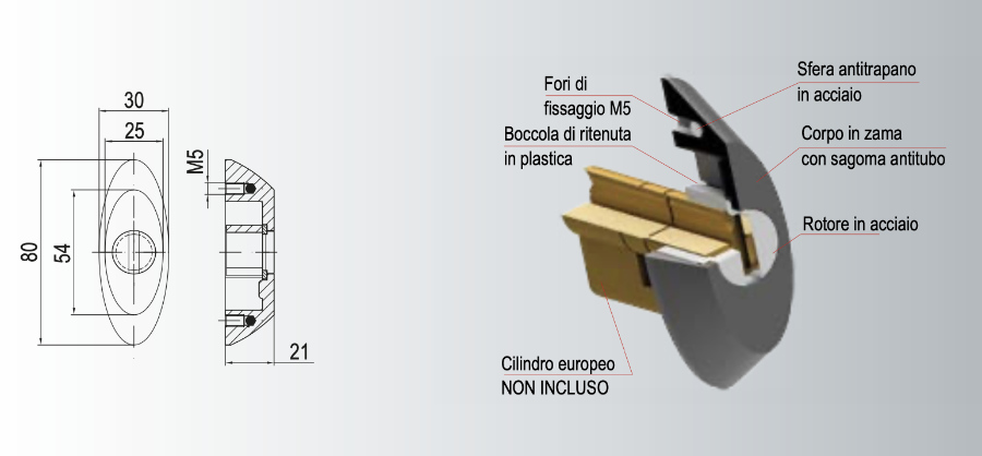 Defender for Railings in Zama with Drill-Proof Steel Ball