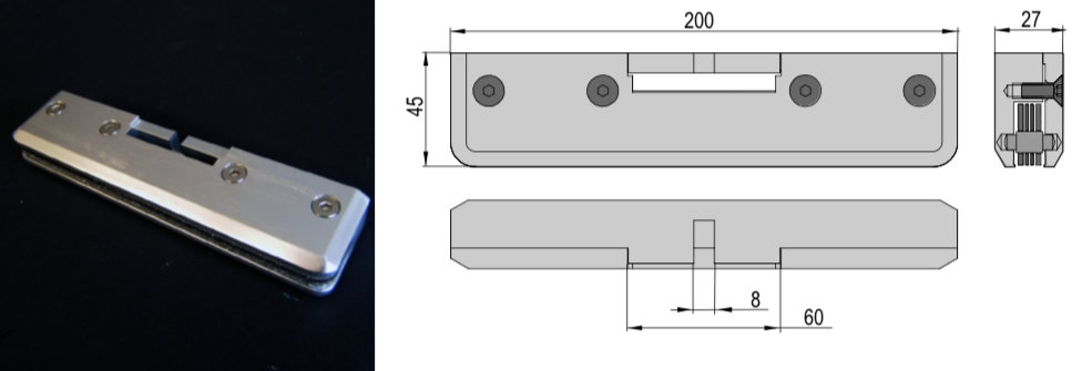 Alicates de vidrio para vidrio sin perforar en aluminio Pettiti Giuseppe