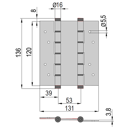 CMD120 Spring-hinge with double action capacity 15Kg in aluminium Pettiti Giuseppe