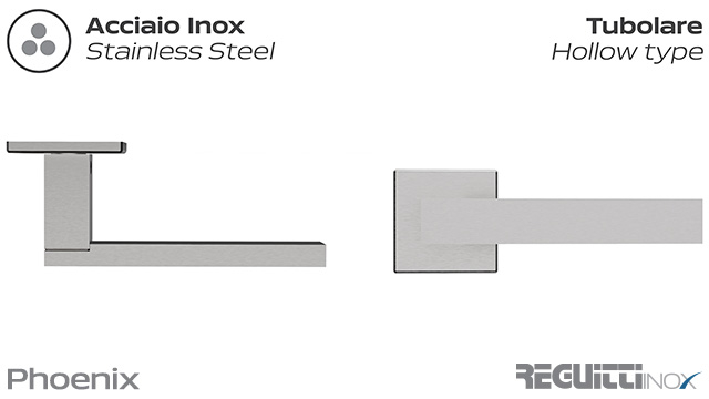 Phoenix Reguitti Maniglia Porta Acciaio Inox - Rosetta Quadrata Slim