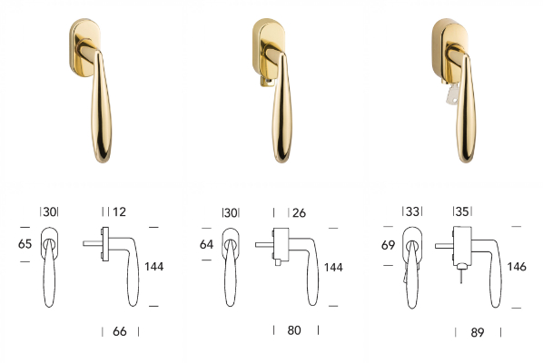 Caratteristiche maniglia finestra Reguitti Alisè con apertura DK misure