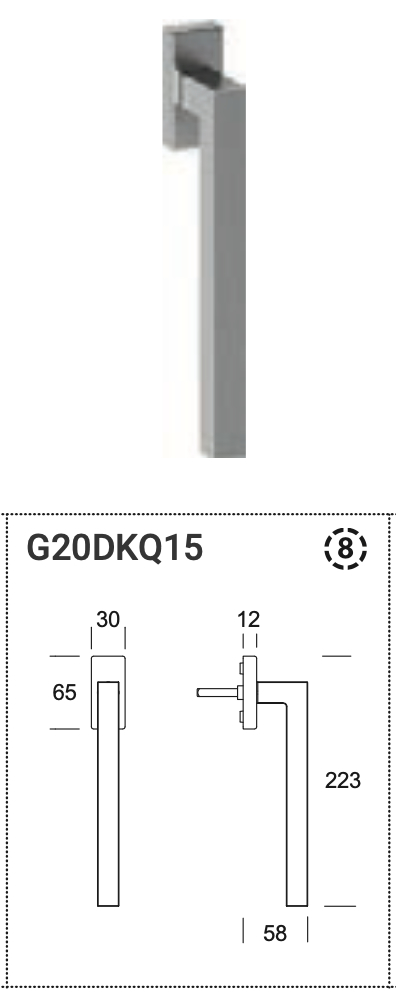 Genève 200 Reguitti Inox Maniglia Finestra - Acciaio AISI 316L - Movimento DK 8 Scatti