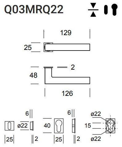 Reguitti Genève Q03 Minimal Q22 Maniglia con Bocchetta