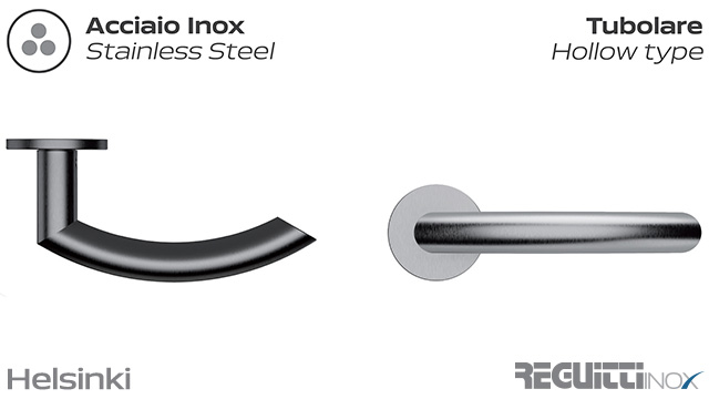 Maniglia Helsinki L17 Reguitti Inox - Rosetta Tonda Slim