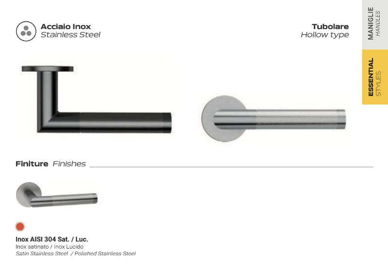 Maniglia Edimburgo Reguitti Inox L10 Slim in Acciaio