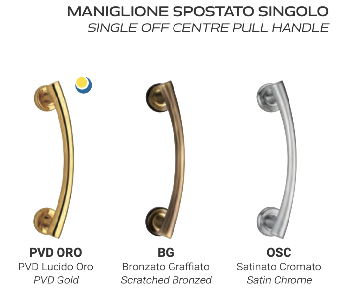 Maniglione in Ottone per Porta Reguitti Alma con Rosette Tonde