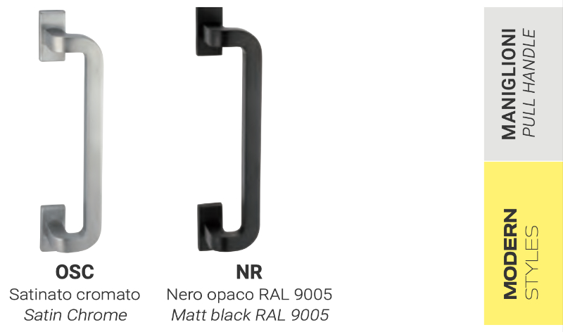 Maniglione per Porta Reguitti Quark con Rosette Rettangolari