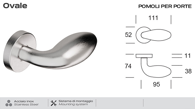 Pomolo Fisso in Acciaio Inox Ovale 258 Reguitti