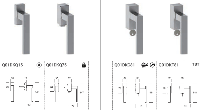 Reguitti Phoenix Q01 Maniglia per Finestra DK Pulsante o Chiave