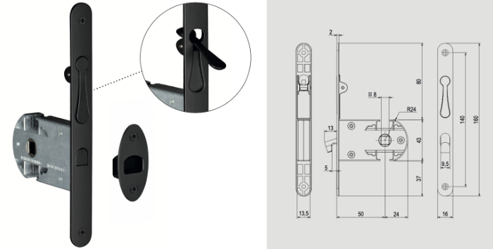 S01 SR - Serratura per porte scorrevoli