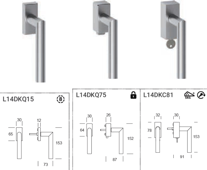 Maniglia Finestra Reguitti Inox Toledo L14 Q56 DK