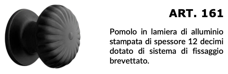 Pomolo Decorato Fisso per Porta - Alluminio Anodizzato - Modello Saguatti 161