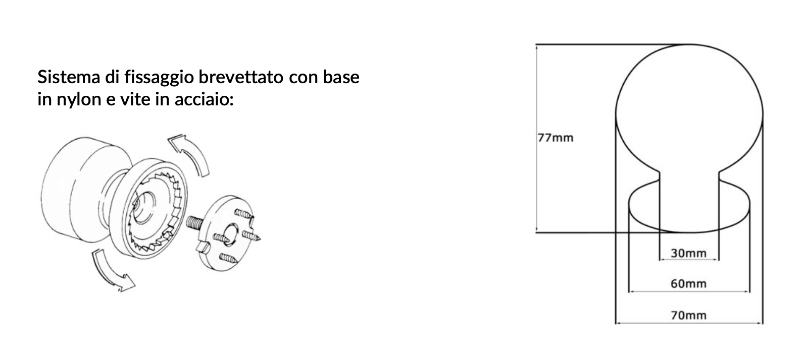 Pomolo Fisso in Nylon Saguatti 669 - Diametro 70 mm