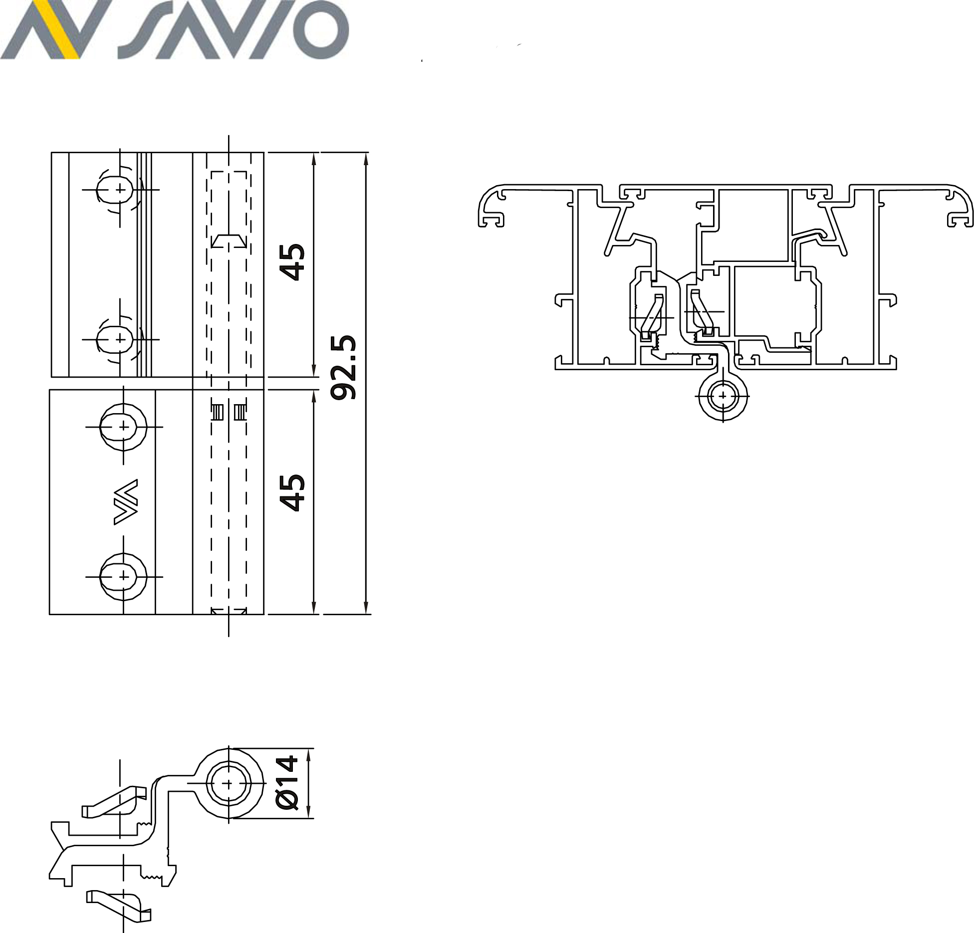 Cerniera Savio Camera Europea Terza Anta Morsa +