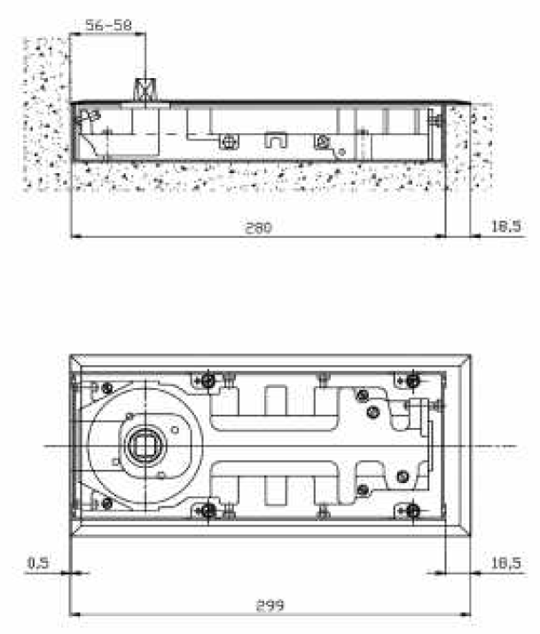 Межосевое расстояние доводчика m68