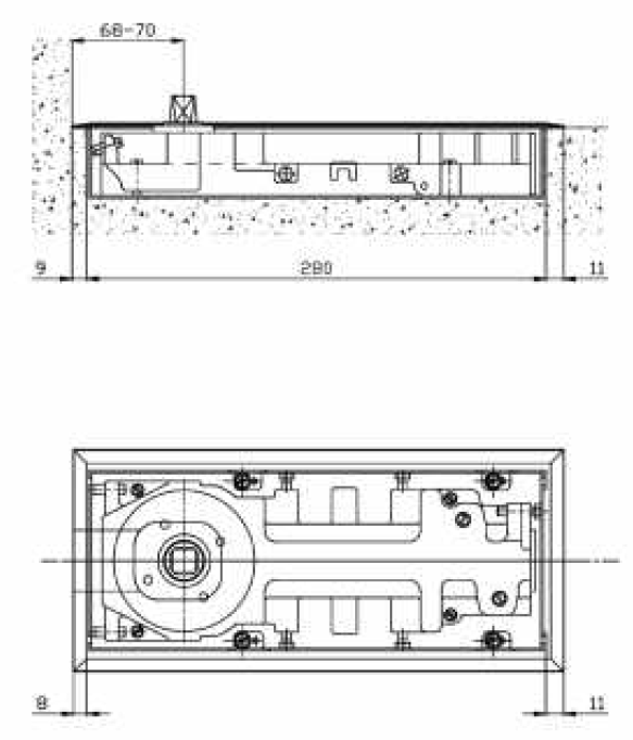 Межосевое расстояние доводчика m68