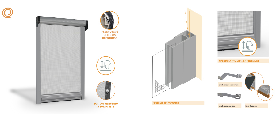 Zanzariera Antivento per Finestra Apertura Facile Livia Click Up
