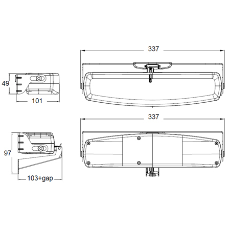 Dimension of the actuator C30S Sync Topp