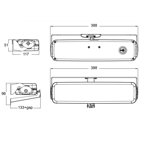 Dimension of the actuator C40S Sync Topp