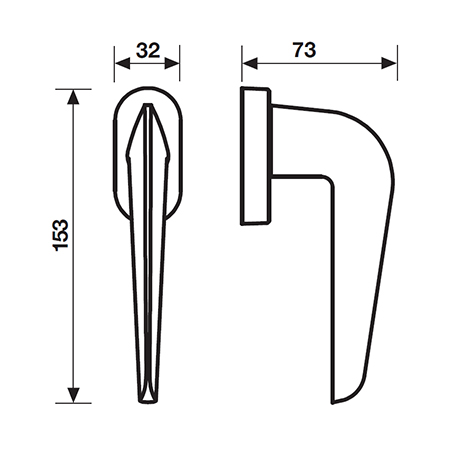 Fenstergriff Größe Täler und Täler H 1052 Supersonic