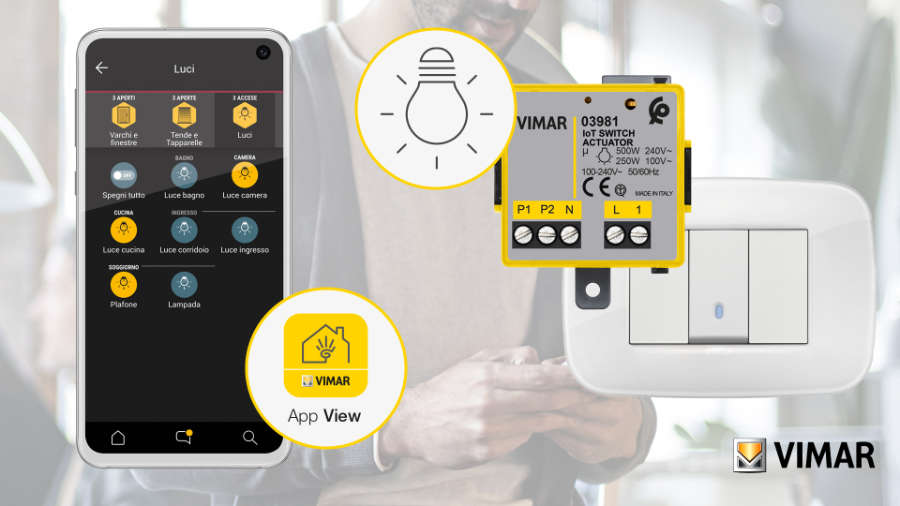 Modulo Relè Connesso da Retrofrutto IoT 03981 Vimar per Comandare Carichi