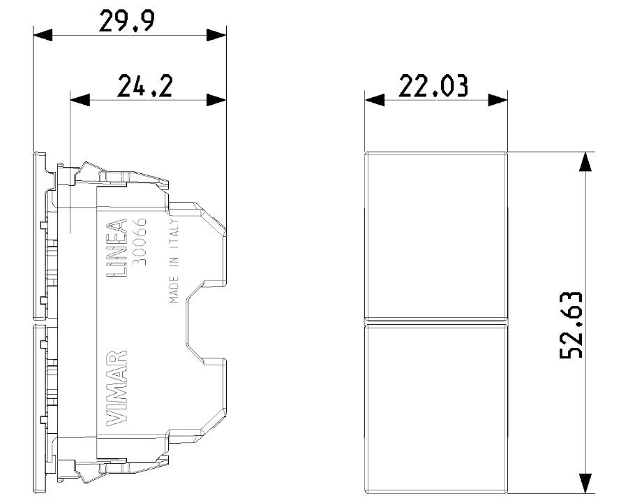 Due Pulsanti Indipendenti - LINEA VIMAR 30066 1P NO 10 A 250 V~