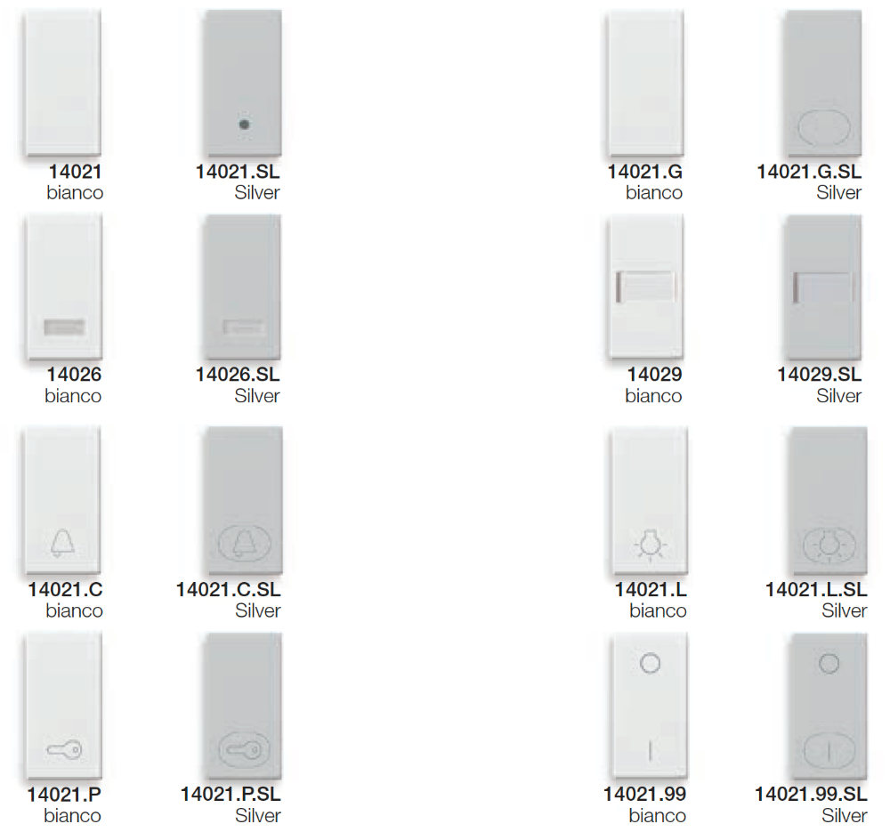 Plana Vimar 1 module button - Choice symbols and colors