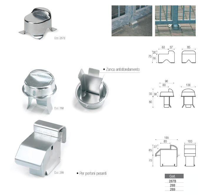 Gate Stops to Be Cemented - Various Models