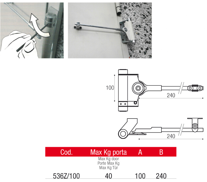 Cerniera con Chiudi Porta - Adem 536Z/100