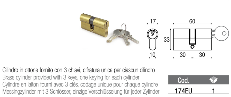 cilindro in ottone per serratura - cylinder for locks
