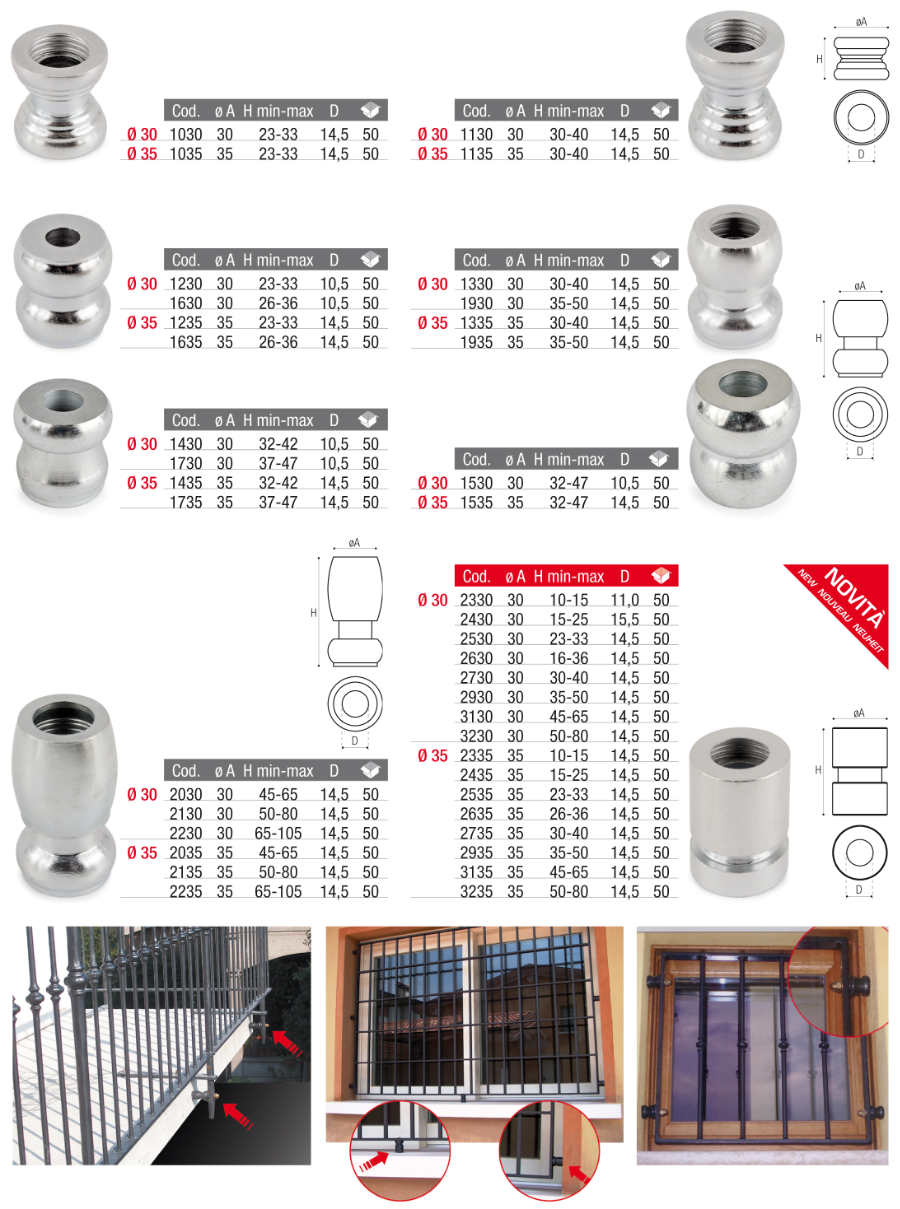 Adjustable Spacers for Railings - Online Sale in Various Sizes