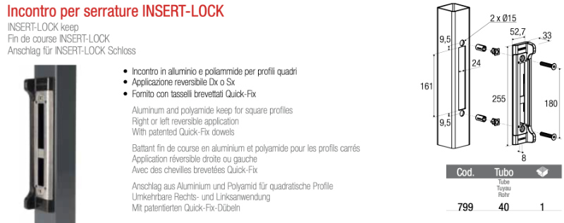 Incontro per serrature INSERT-LOCK Codice 799