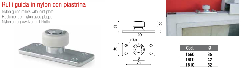 Rulli Guida in Nylon con Piastrina Adem 1590 1600 1610