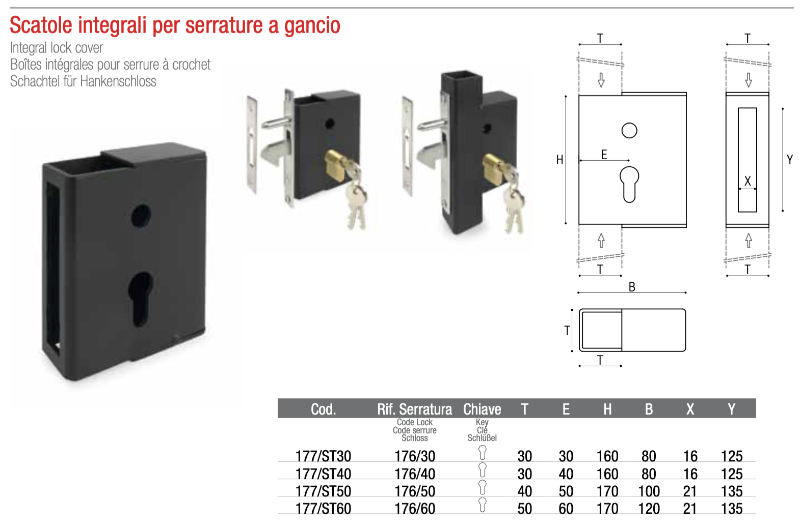 Cajas Integrales para Cerraduras de Gancho para Puertas Correderas