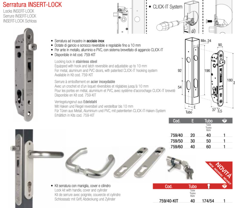 Serrure à Verrouillage en Acier Inox INSERT-LOCK