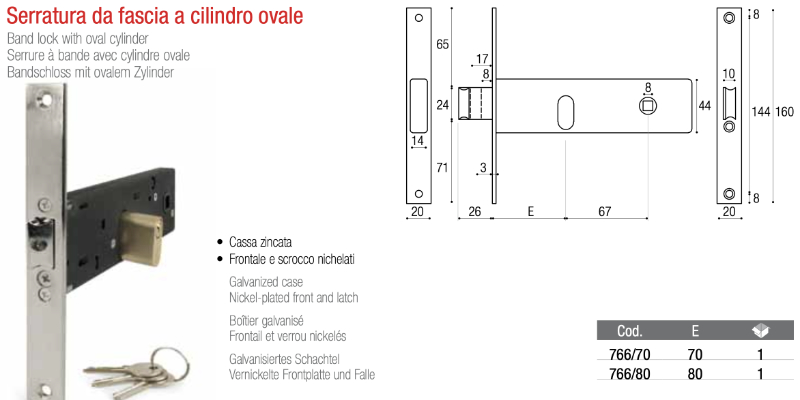 Band Lock with Oval Cylinder for Swing Gates 766 Adem