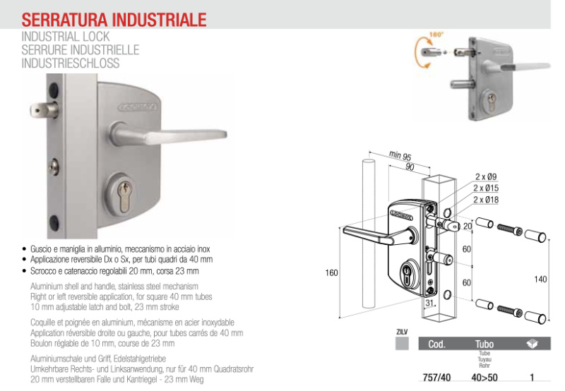 Serratura Industriale per Cancello ADEM codice 757/40