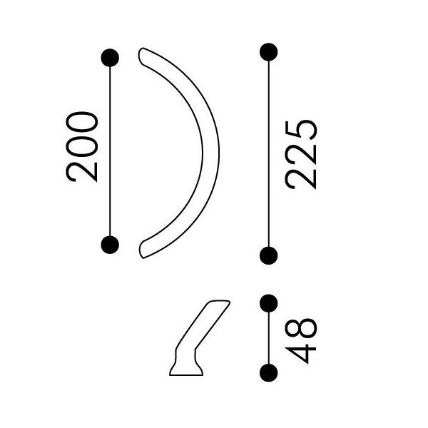 Maniglione per Porta Arieni Sliding 980 Zancato Senza Rosette misure