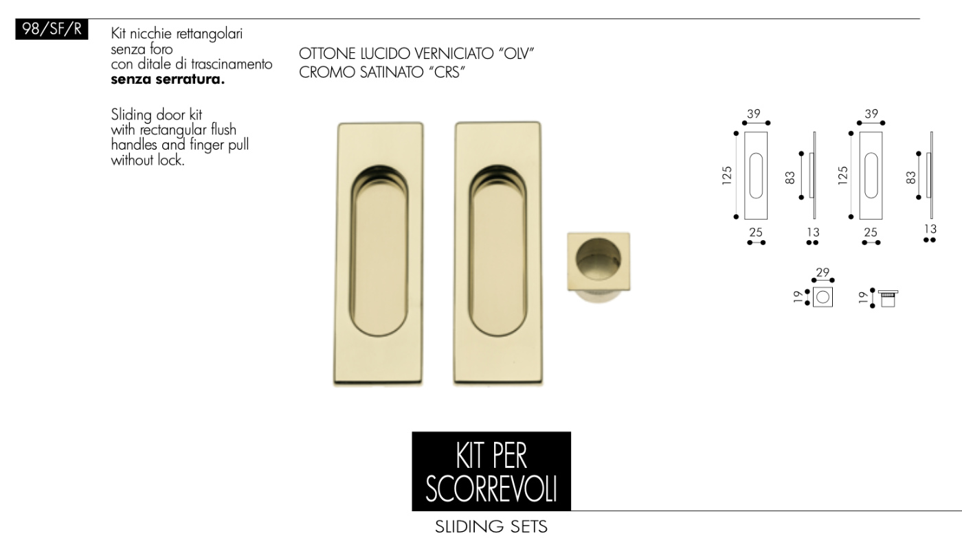 Nicchie Rettangolari Senza Foro per Porta Scorrevole Arieni 98/SF/R