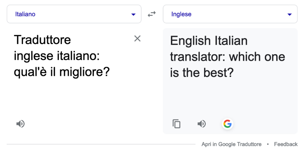 Traduttore su smartphone, dizionario inglese italiano, google